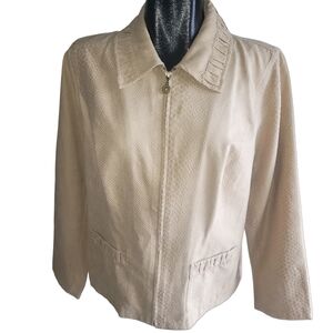 Christopher & Banks Beige Faux Snakeskin Zip Up Jacket M